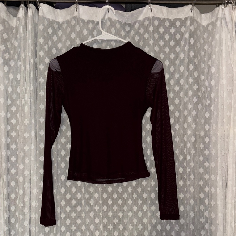 Elegant Maroon Long Sleeve Women's Top